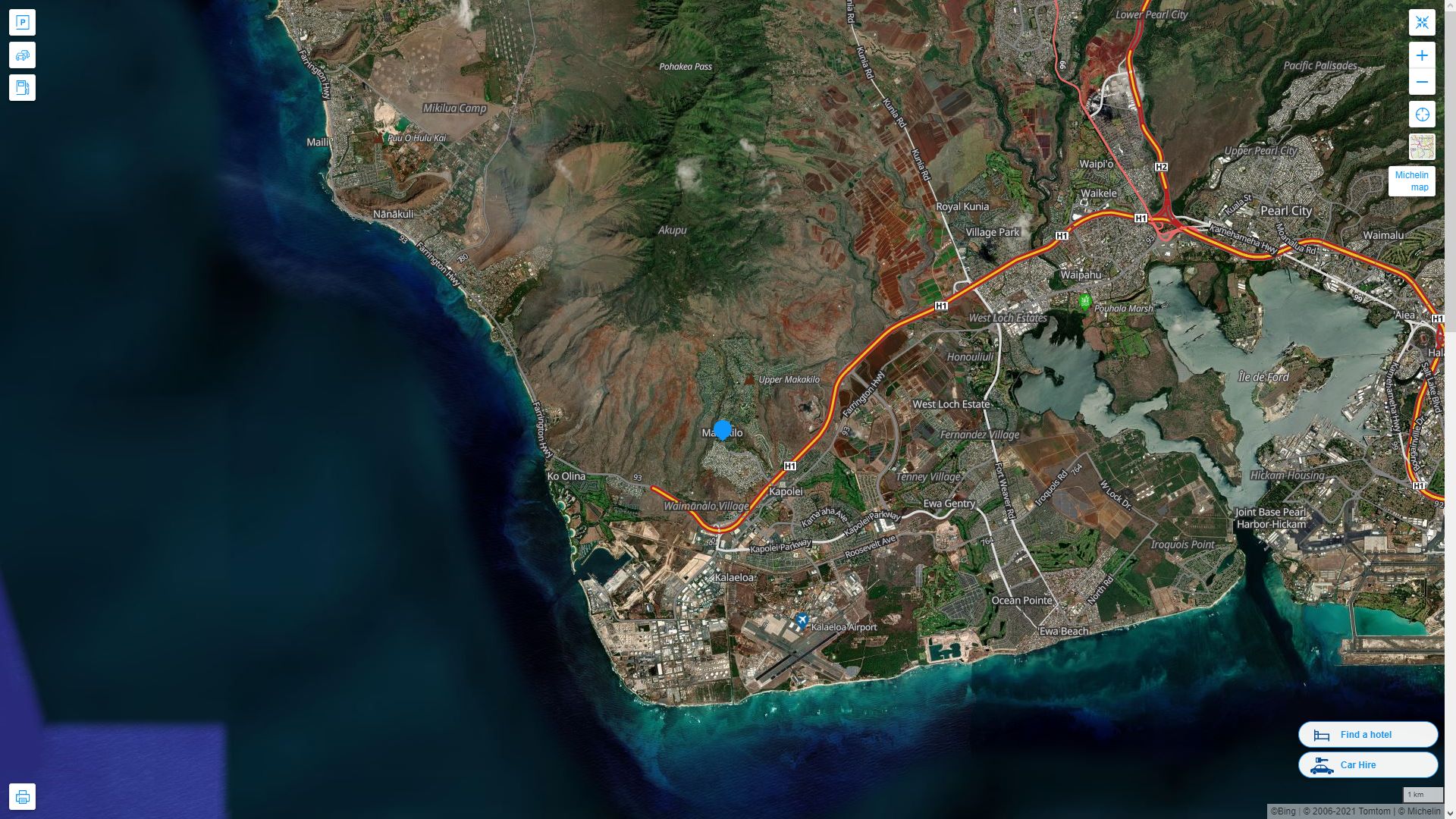 Makakilo Hawaii Highway and Road Map with Satellite View